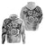 Polynesian Pattern With Plumeria Flowers Zip Hoodie White