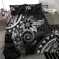 Polynesian Pattern With Plumeria Flowers Bedding Set Black