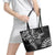 Polynesian Pattern With Plumeria Flowers Leather Tote Bag Black