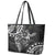 Polynesian Pattern With Plumeria Flowers Leather Tote Bag Black