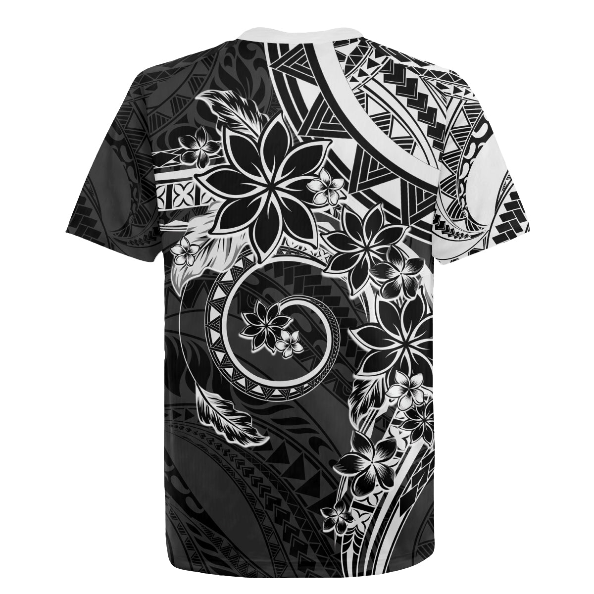 Polynesian Pattern With Plumeria Flowers Rugby Jersey Black