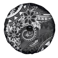 Polynesian Pattern With Plumeria Flowers Spare Tire Cover Black