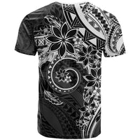 Polynesian Pattern With Plumeria Flowers T Shirt Black