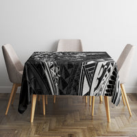 Polynesian Pattern With Plumeria Flowers Tablecloth Black