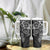 Black Polynesian Pattern With Plumeria Flowers Tumbler With Handle