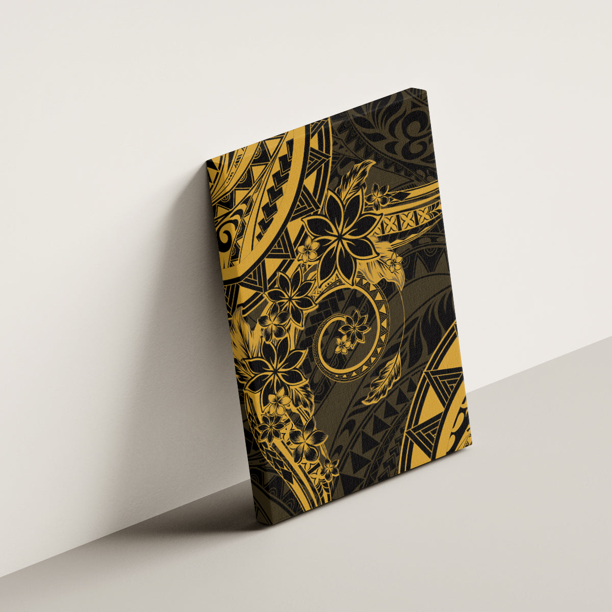 Polynesian Sunset Plumeria Canvas Wall Art Gold Polynesian Tattoo