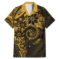 Polynesian Sunset Plumeria Family Matching Mermaid Dress and Hawaiian Shirt Gold Polynesian Tattoo