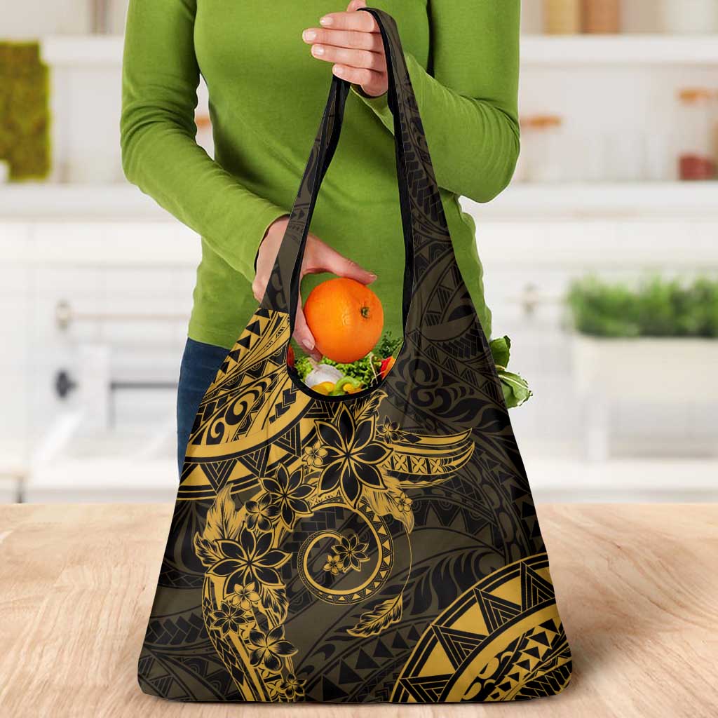 Polynesian Sunset Plumeria Grocery Bag Gold Polynesian Tattoo