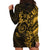 Polynesian Sunset Plumeria Hoodie Dress Gold Polynesian Tattoo