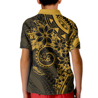 Polynesian Sunset Plumeria Kid Polo Shirt Gold Polynesian Tattoo