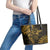 Polynesian Sunset Plumeria Leather Tote Bag Gold Polynesian Tattoo