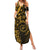 Polynesian Sunset Plumeria Summer Maxi Dress Gold Polynesian Tattoo