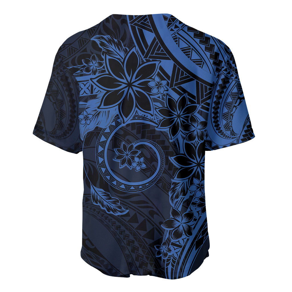Polynesian Sunset Plumeria Baseball Jersey Navy Polynesian Tattoo