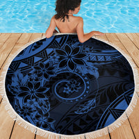 Polynesian Sunset Plumeria Beach Blanket Navy Polynesian Tattoo