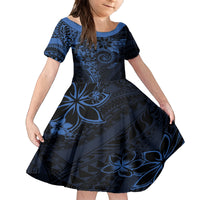Polynesian Sunset Plumeria Family Matching Summer Maxi Dress and Hawaiian Shirt Navy Polynesian Tattoo LT05 Daughter's Dress Navy - Polynesian Pride