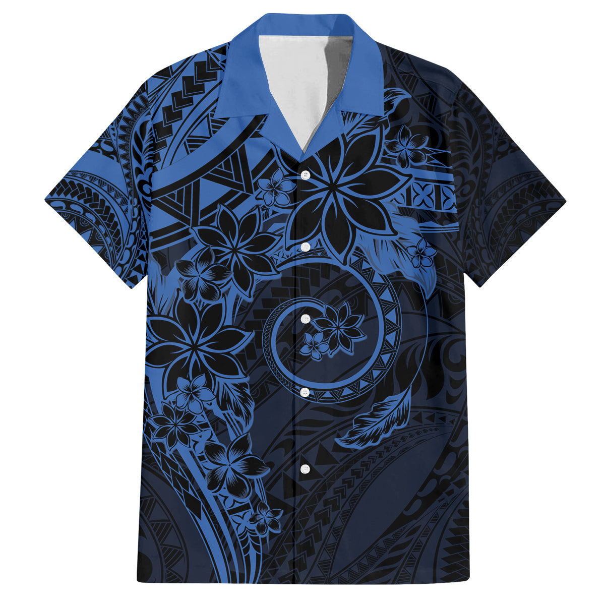 Polynesian Sunset Plumeria Family Matching Summer Maxi Dress and Hawaiian Shirt Navy Polynesian Tattoo LT05 Dad's Shirt - Short Sleeve Navy - Polynesian Pride