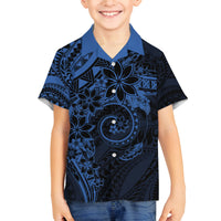 Polynesian Sunset Plumeria Family Matching Summer Maxi Dress and Hawaiian Shirt Navy Polynesian Tattoo LT05 Son's Shirt Navy - Polynesian Pride