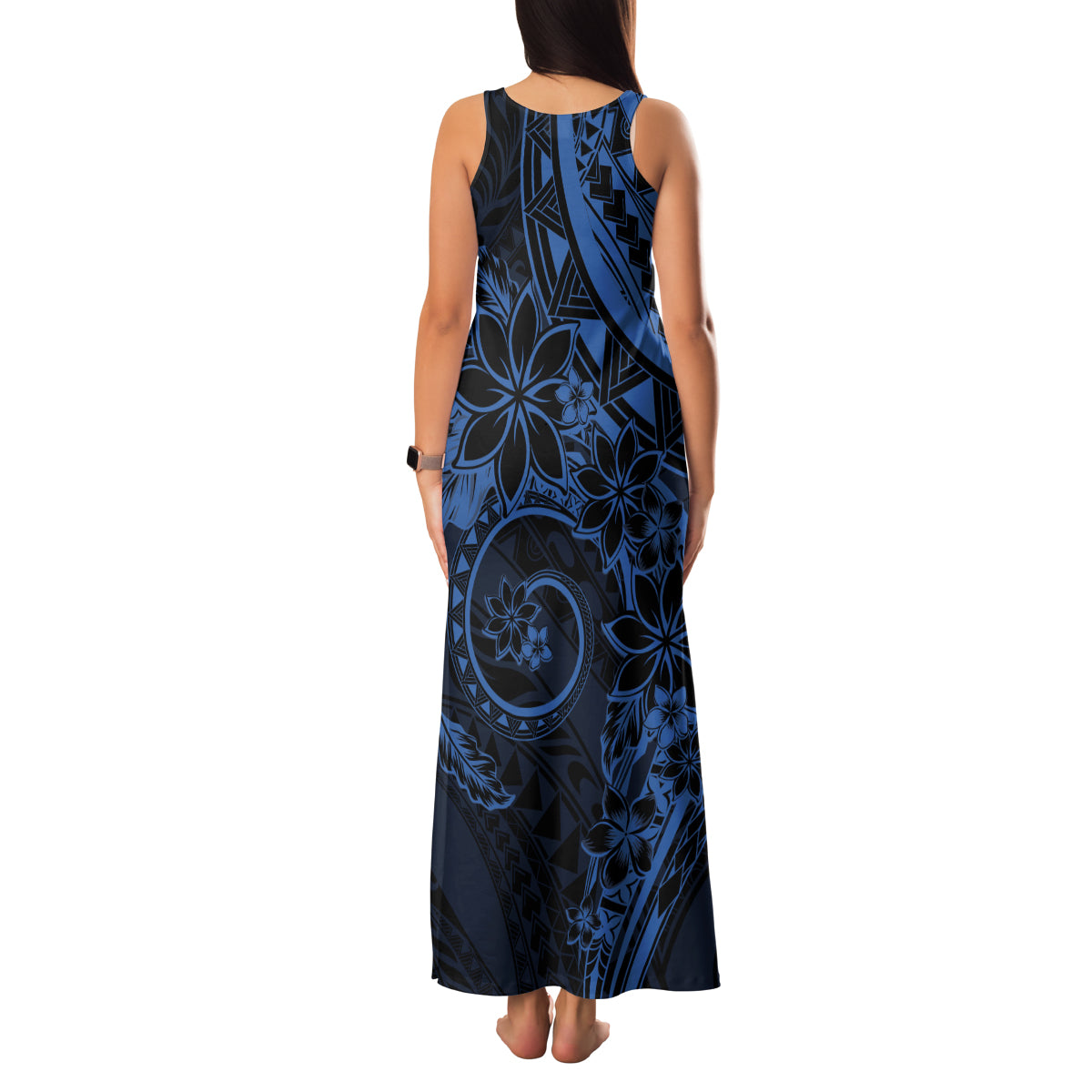 Polynesian Sunset Plumeria Family Matching Tank Maxi Dress and Hawaiian Shirt Navy Polynesian Tattoo