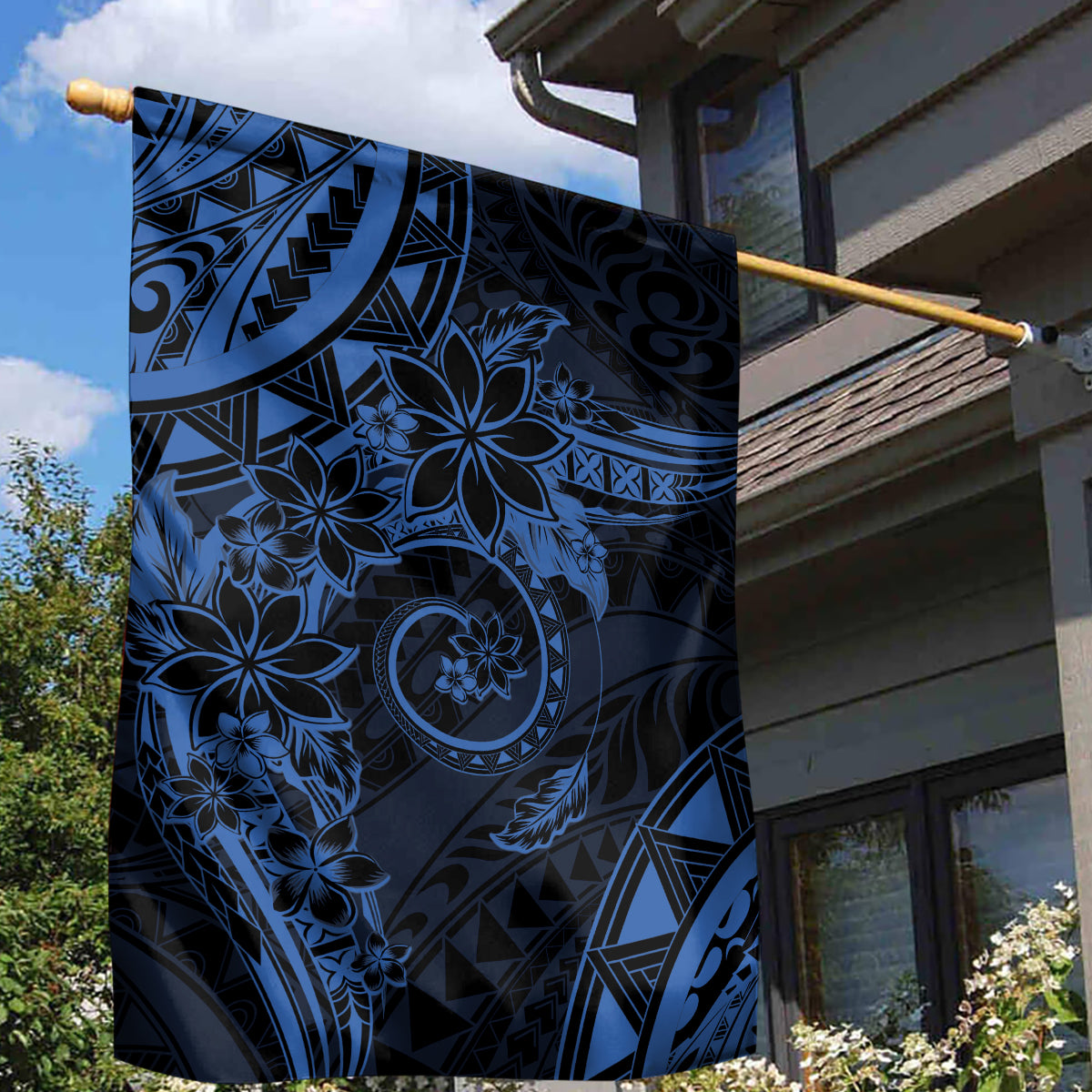 Polynesian Sunset Plumeria Garden Flag Navy Polynesian Tattoo