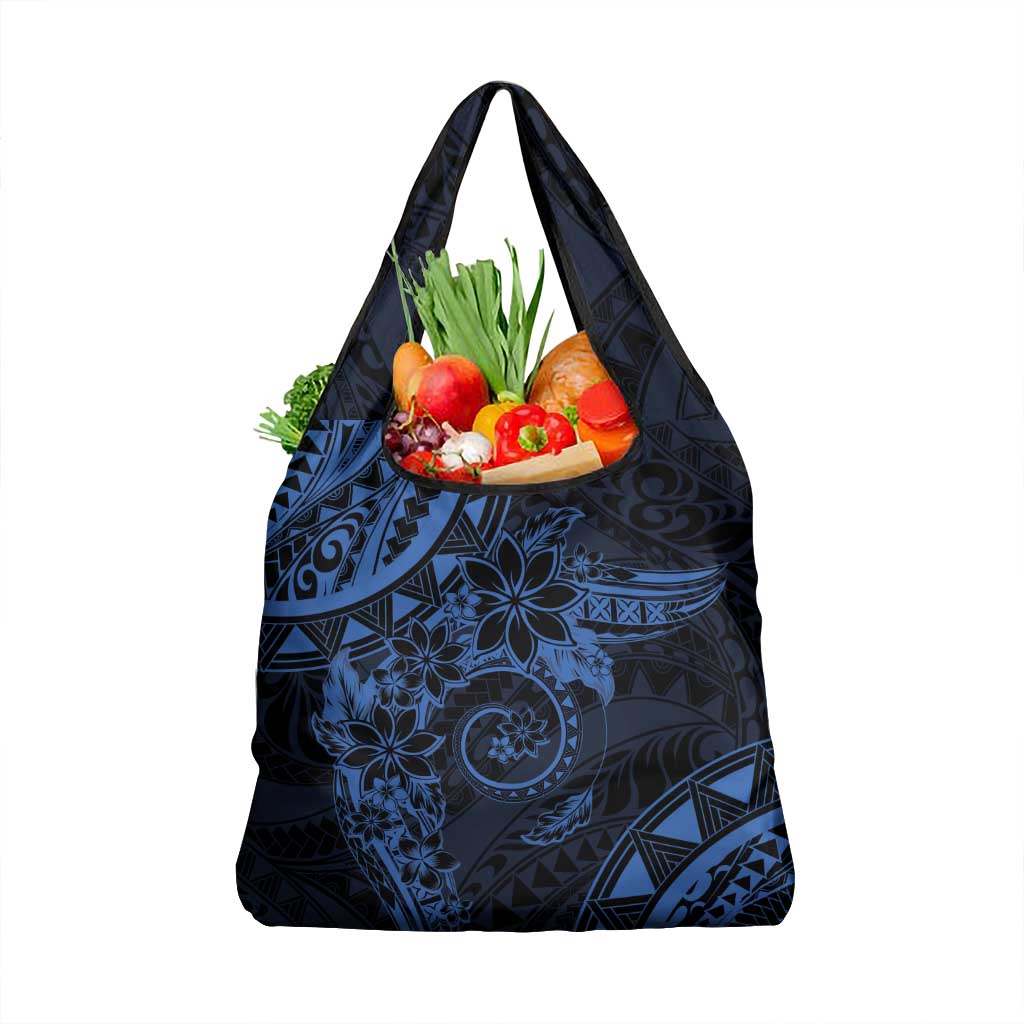 Polynesian Sunset Plumeria Grocery Bag Navy Polynesian Tattoo