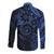 Polynesian Sunset Plumeria Long Sleeve Button Shirt Navy Polynesian Tattoo