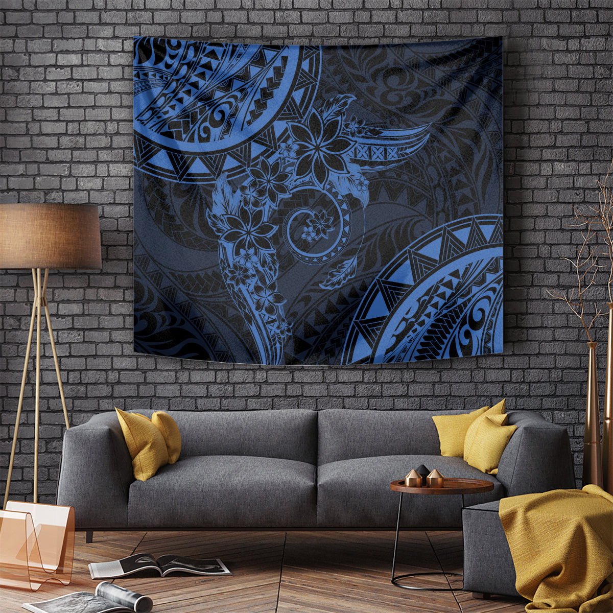 Polynesian Sunset Plumeria Tapestry Navy Polynesian Tattoo