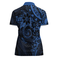 Polynesian Sunset Plumeria Women Polo Shirt Navy Polynesian Tattoo