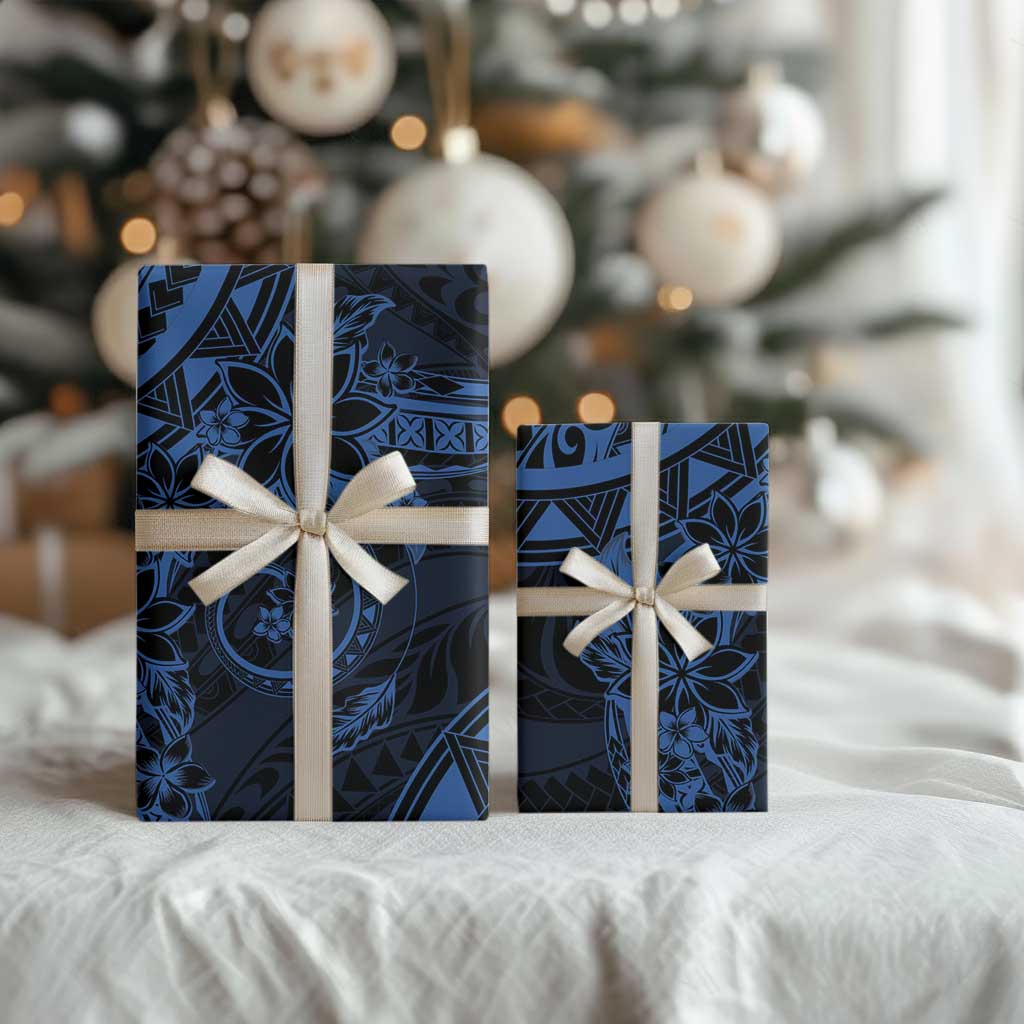 Polynesian Sunset Plumeria Wrapping Paper Navy Polynesian Tattoo - Polynesian Pride