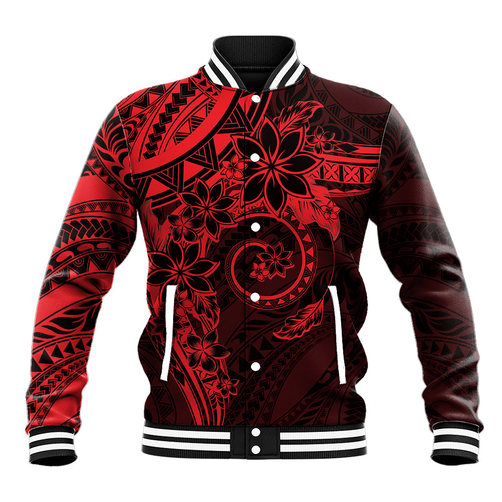 Polynesian Sunset Plumeria Baseball Jacket Red Polynesian Tattoo