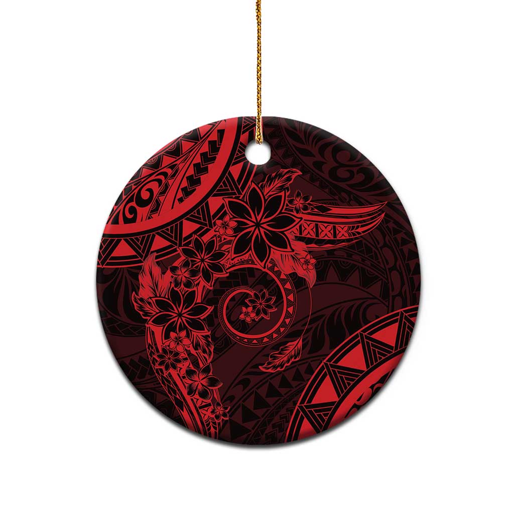 Polynesian Sunset Plumeria Ceramic Ornament Red Polynesian Tattoo