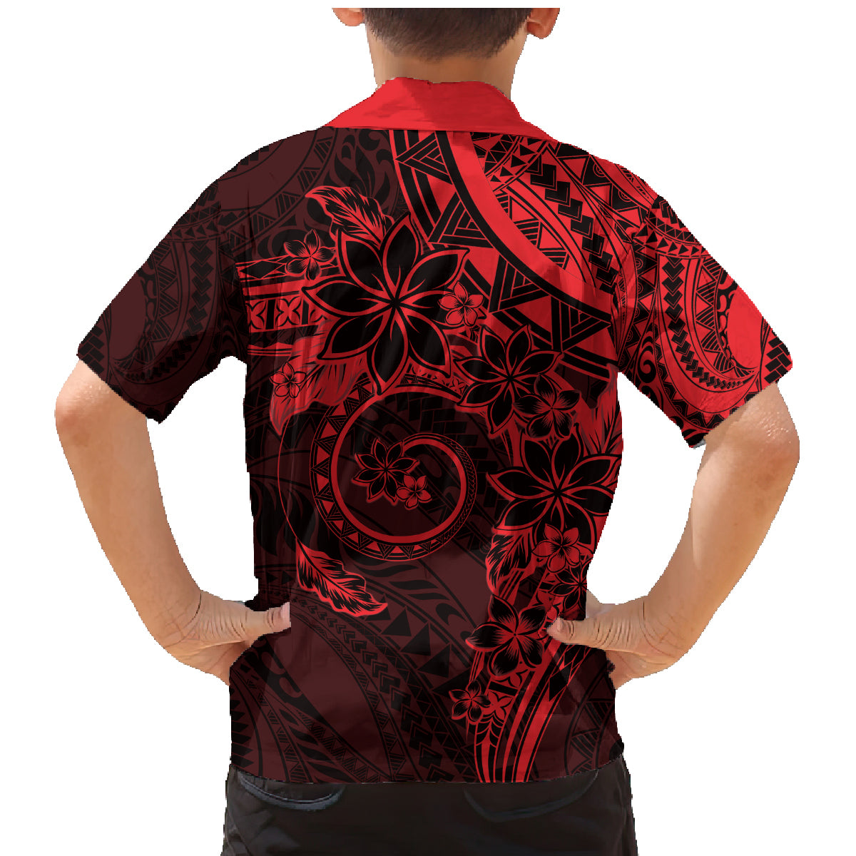 Polynesian Sunset Plumeria Family Matching Mermaid Dress and Hawaiian Shirt Red Polynesian Tattoo