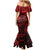 Polynesian Sunset Plumeria Family Matching Mermaid Dress and Hawaiian Shirt Red Polynesian Tattoo