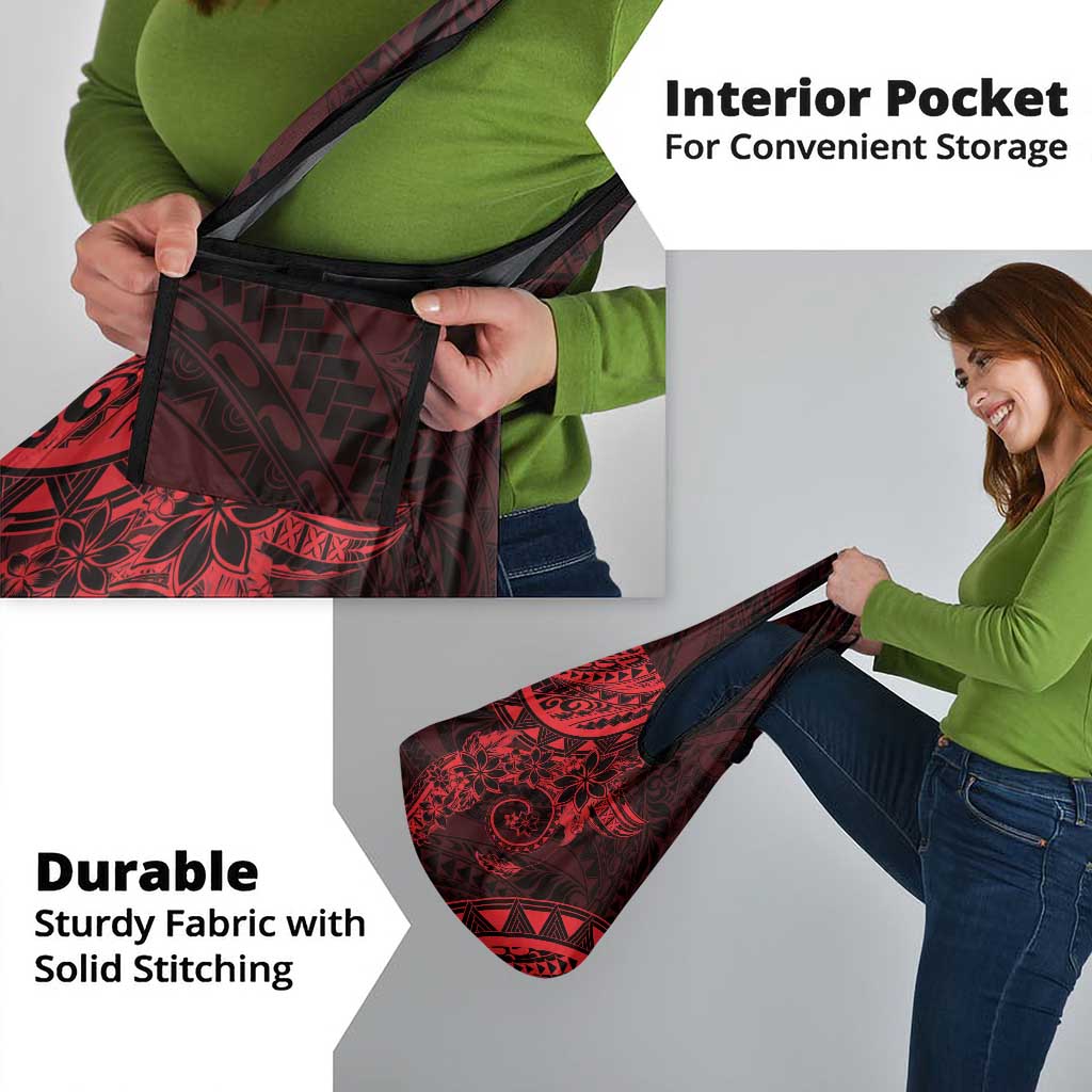 Polynesian Sunset Plumeria Grocery Bag Red Polynesian Tattoo