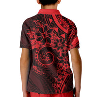 Polynesian Sunset Plumeria Kid Polo Shirt Red Polynesian Tattoo