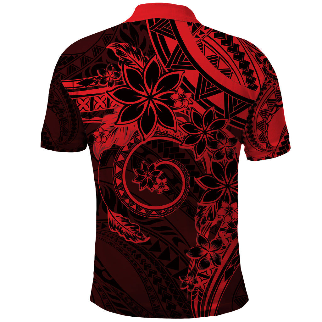 Polynesian Sunset Plumeria Polo Shirt Red Polynesian Tattoo