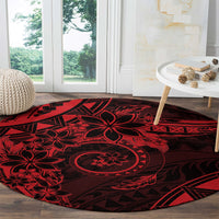 Polynesian Sunset Plumeria Round Carpet Red Polynesian Tattoo