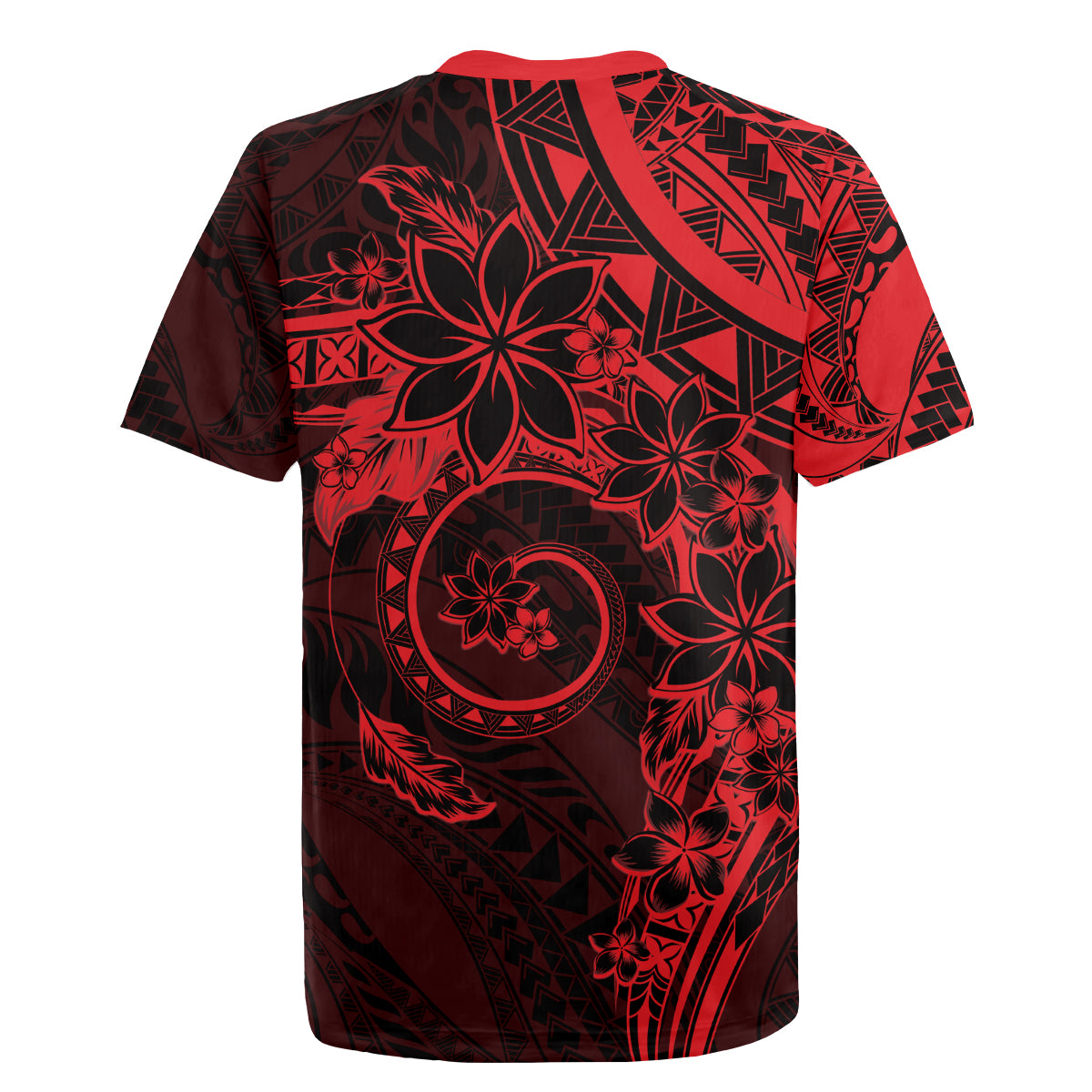 Polynesian Sunset Plumeria Rugby Jersey Red Polynesian Tattoo
