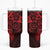 Red Polynesian Pattern With Plumeria Flowers Tumbler With Handle