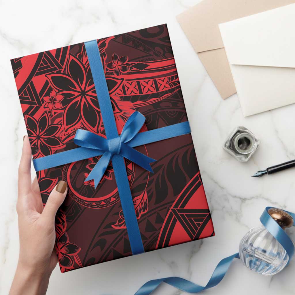 Polynesian Sunset Plumeria Wrapping Paper Red Polynesian Tattoo - Polynesian Pride