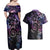 Polynesian Sunset Plumeria Couples Matching Off Shoulder Maxi Dress and Hawaiian Shirt Galaxy Polynesian Tattoo