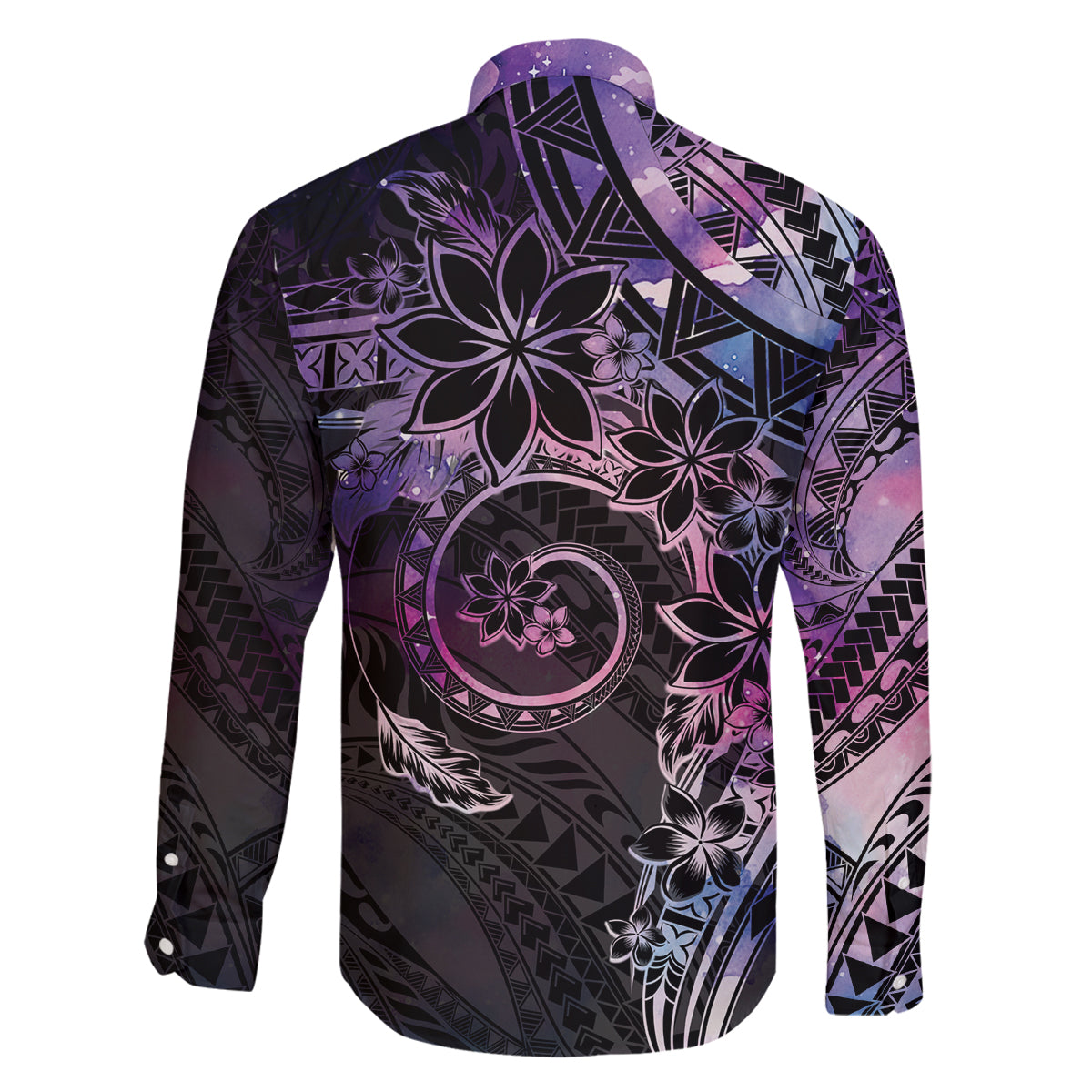 Polynesian Sunset Plumeria Family Matching Off The Shoulder Long Sleeve Dress and Hawaiian Shirt Galaxy Polynesian Tattoo