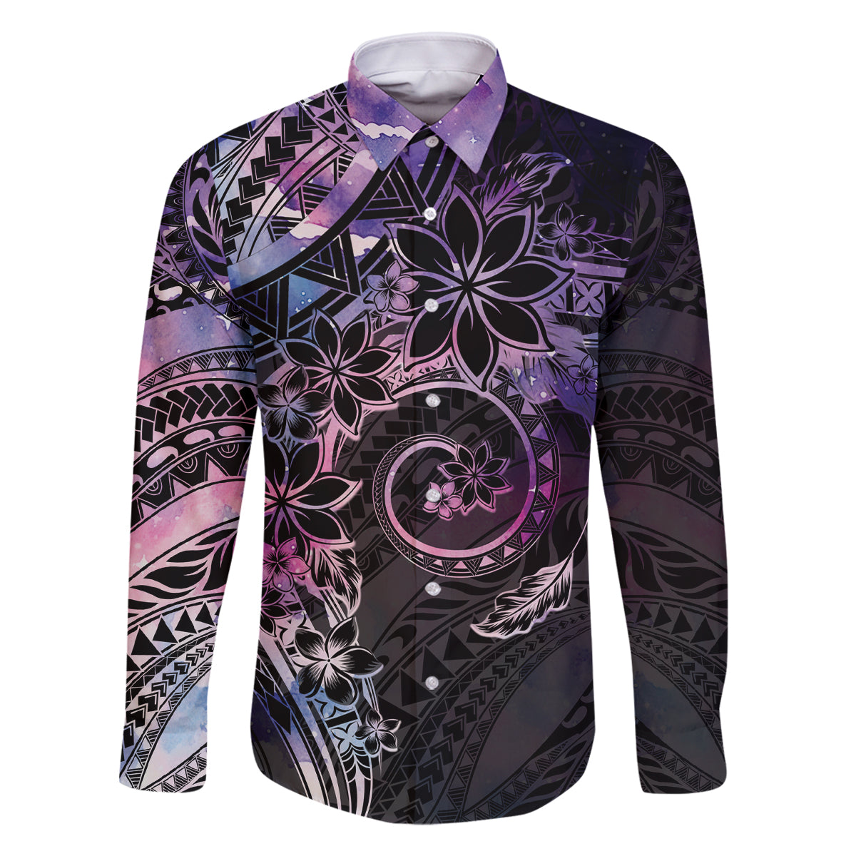 Polynesian Sunset Plumeria Family Matching Off Shoulder Maxi Dress and Hawaiian Shirt Galaxy Polynesian Tattoo