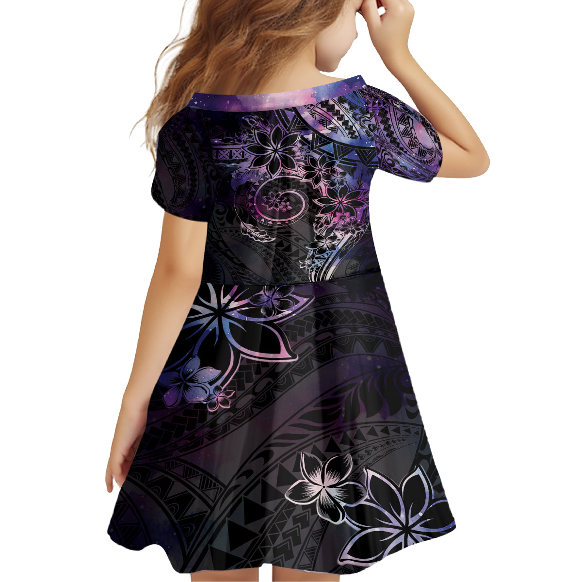 Polynesian Sunset Plumeria Family Matching Summer Maxi Dress and Hawaiian Shirt Galaxy Polynesian Tattoo LT05 - Polynesian Pride