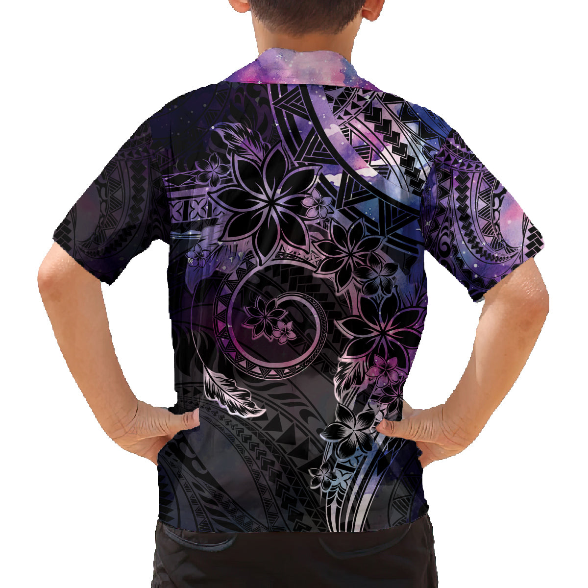 Polynesian Sunset Plumeria Family Matching Tank Maxi Dress and Hawaiian Shirt Galaxy Polynesian Tattoo