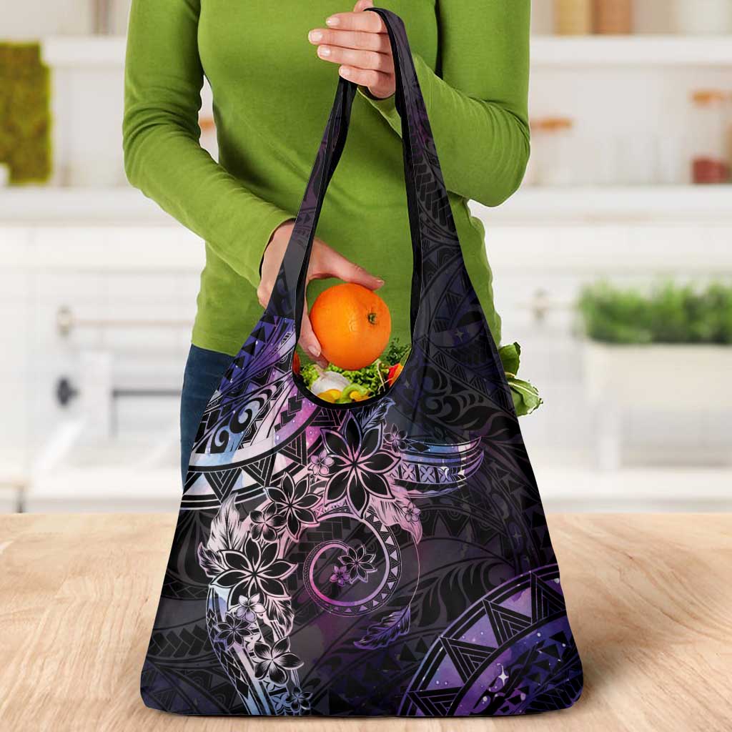 Polynesian Sunset Plumeria Grocery Bag Galaxy Polynesian Tattoo