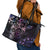 Polynesian Sunset Plumeria Leather Tote Bag Galaxy Polynesian Tattoo