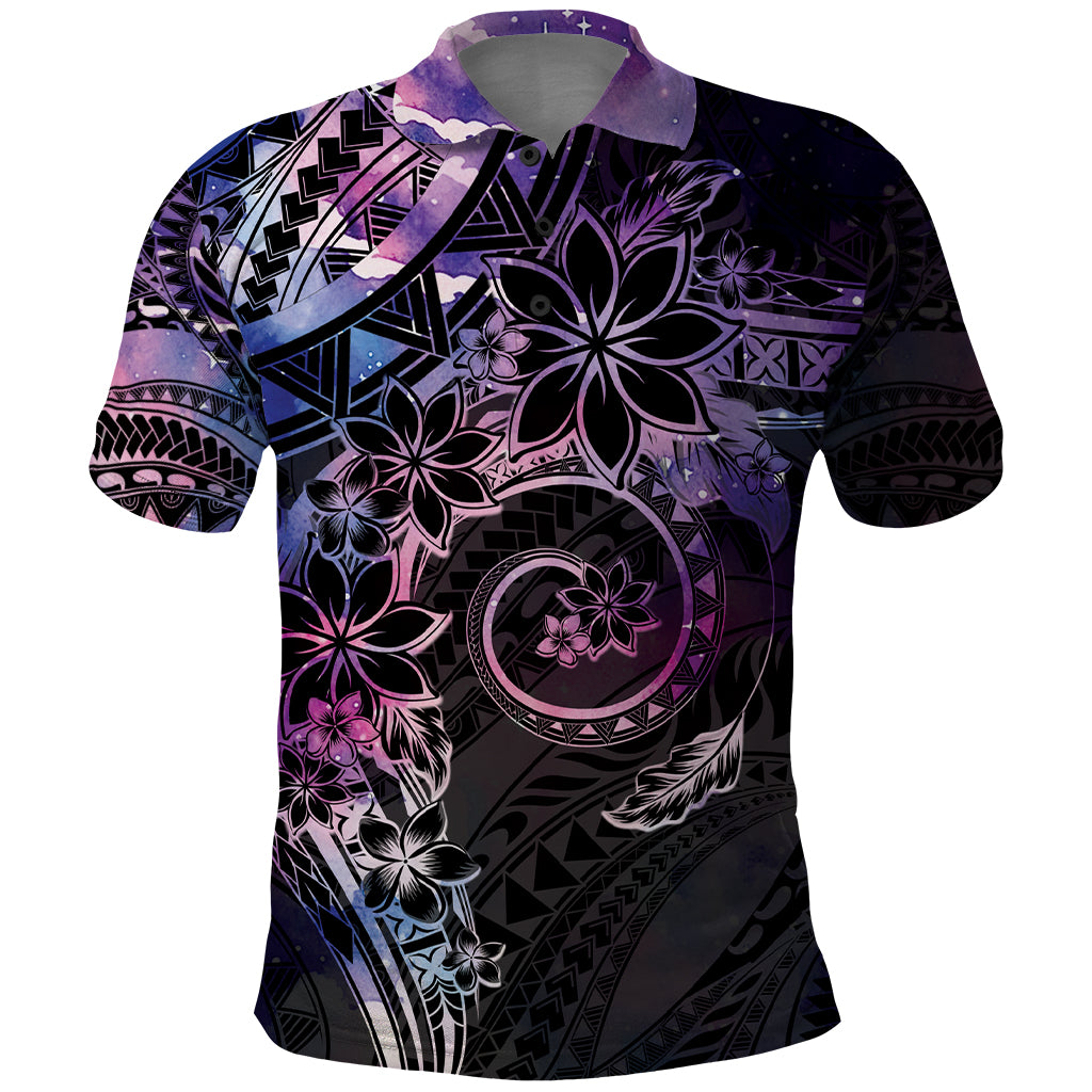 Polynesian Sunset Plumeria Polo Shirt Galaxy Polynesian Tattoo