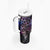 Galaxy Polynesian Pattern With Plumeria Flowers Tumbler With Handle