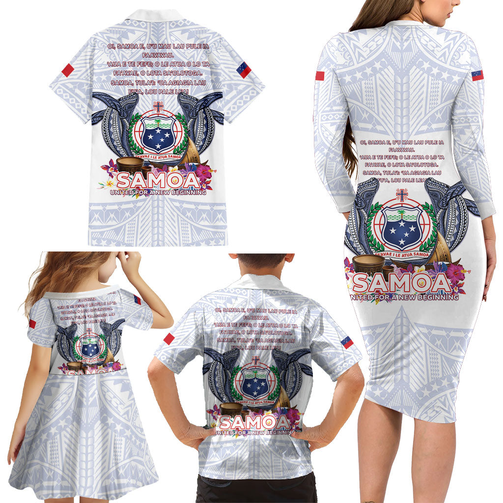Samoa Independence Day Family Matching Long Sleeve Bodycon Dress and Hawaiian Shirt Samoa United For A New Beginning