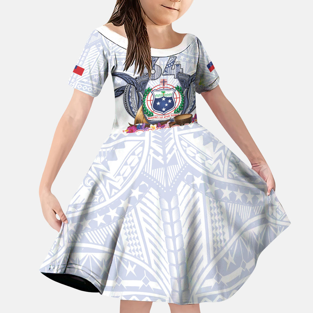 Samoa Independence Day Family Matching Mermaid Dress and Hawaiian Shirt Samoa United For A New Beginning LT05 Daughter's Dress White - Polynesian Pride